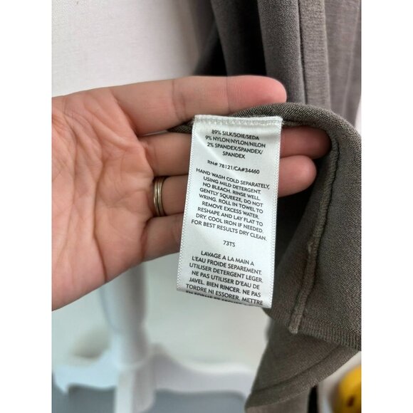 Eileen‎ Fisher women's large grey brown open front cardigan silk blend stretch - Picture 5 of 7